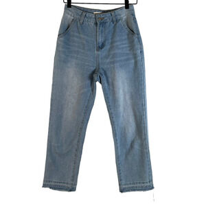 Great Smokey Juniors Cropped Jeans Blue Pockets Frayed Light Wash High Rise 3